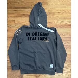 Vintage Kappa Di Origine Italiana Italia Gray Black Pullover Hoodie Size Medium